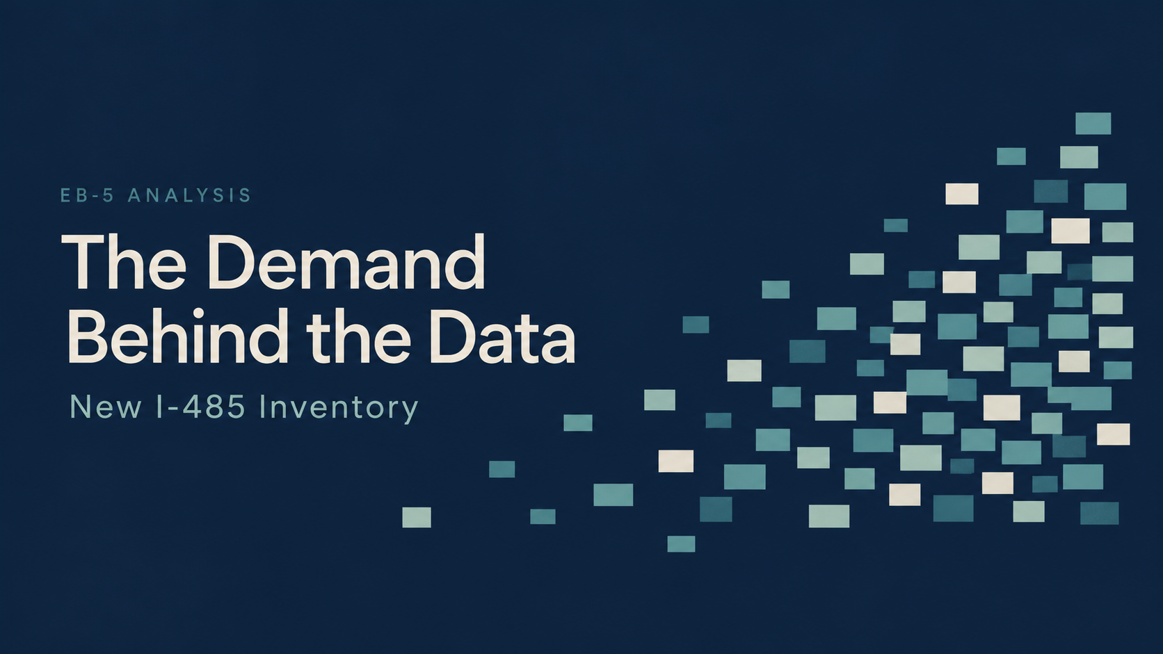 EB-5 Demand: New I-485 Inventory, October 2026 Analysis, in navy lettering beside layered report sheets.