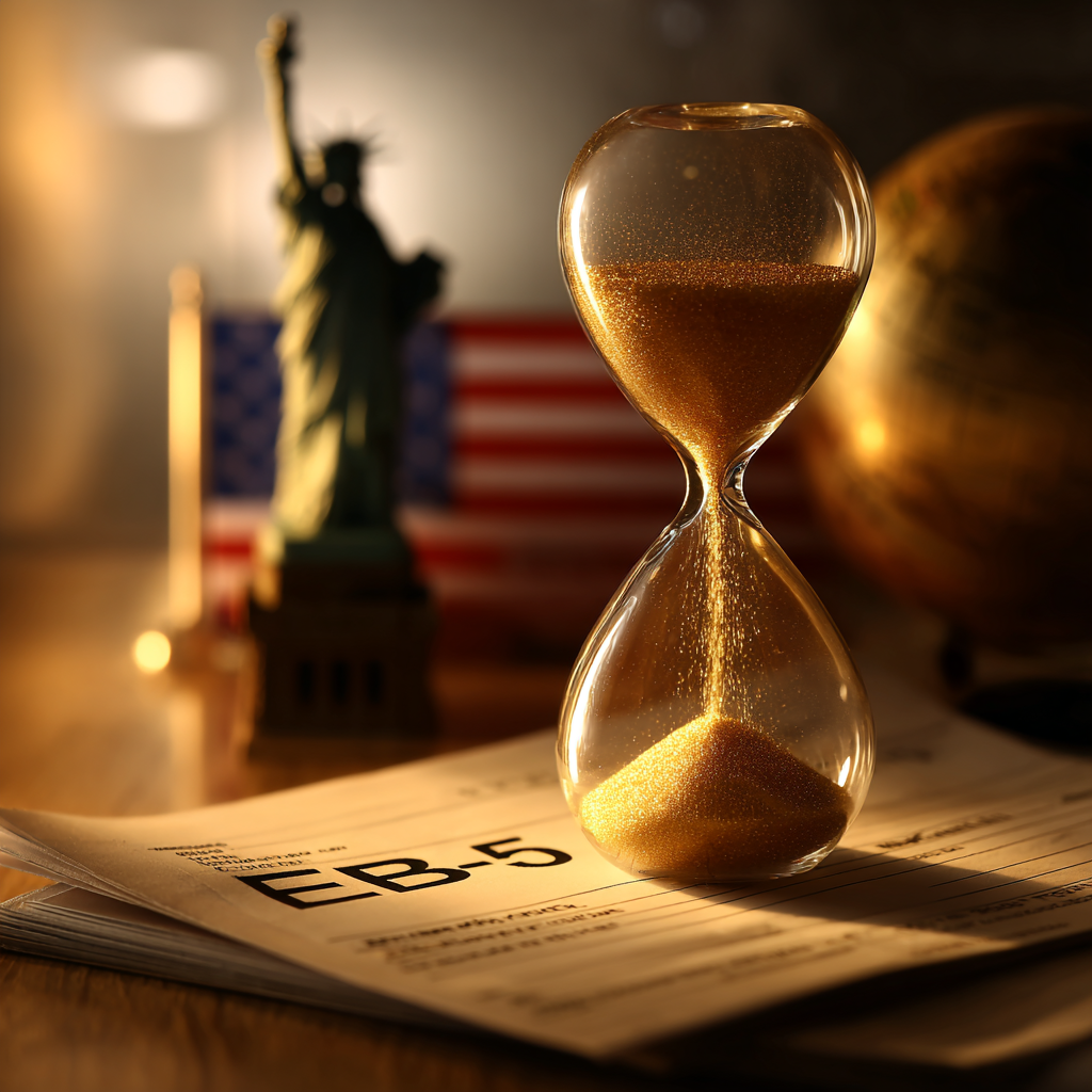 Hourglass representing the limited time to file under current EB-5 rules